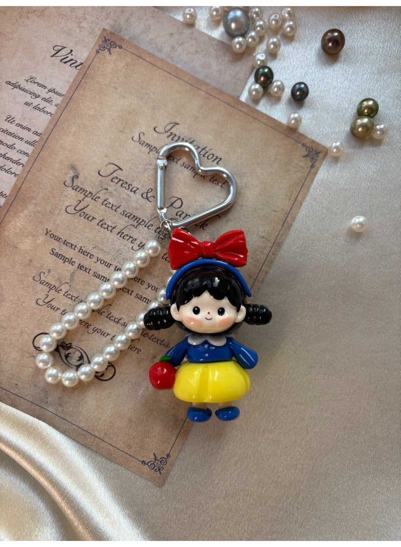 Handcrafted Ceramic Doll Keychain | Pearl Chain Bag Charm - Image 1